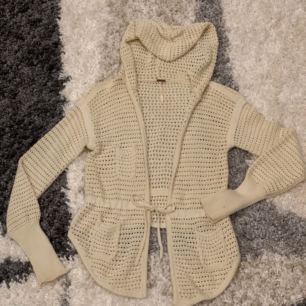 Free People Crochet hooded sweater